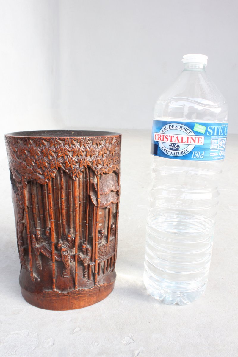 Early XIXth Object Of Literate In Carved Bamboo  -photo-8