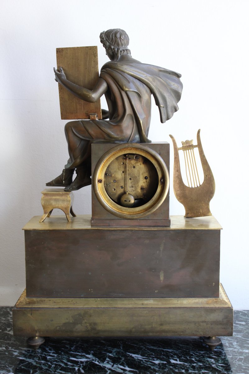 Empire Clock In Gilt Bronze 19th Century-photo-4