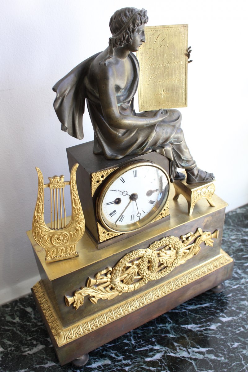 Empire Clock In Gilt Bronze 19th Century-photo-7