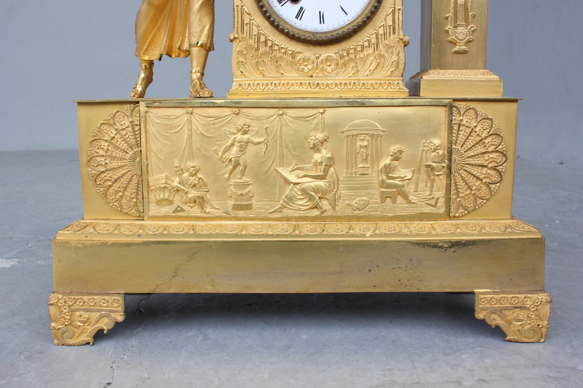 19th C. Gilt Bronze Clock  Allegory Of Painting -photo-6
