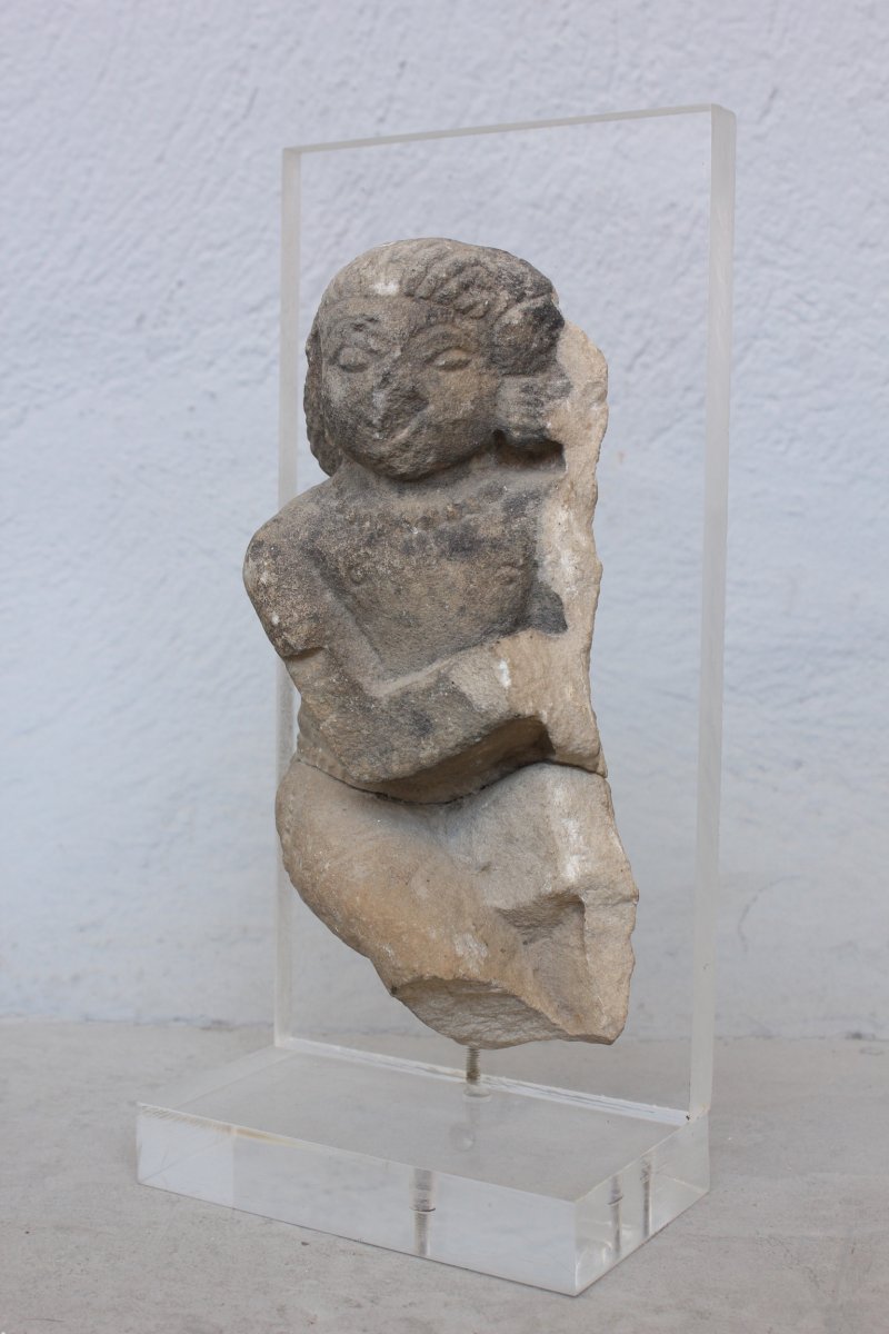 Tête Indienne En Pierre Epoque Antique-photo-3