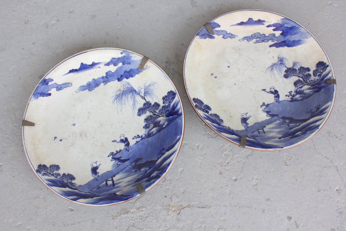 Pair Of Ancient Chinese Plates 18th Century Probably-photo-2