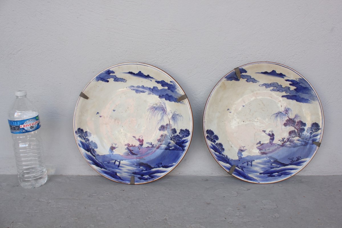 Pair Of Ancient Chinese Plates 18th Century Probably-photo-8