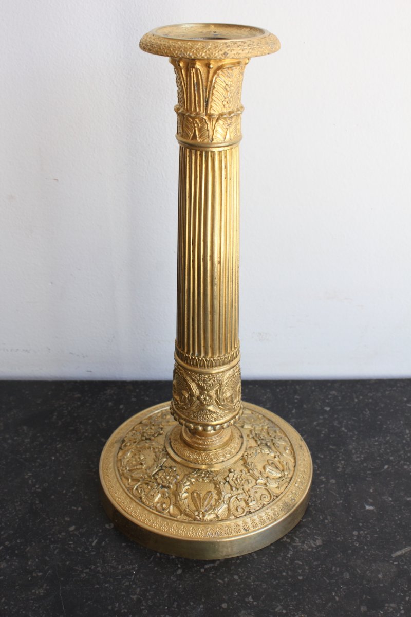 Pair Of Candlesticks In Gilt Bronze XIXth Century-photo-4