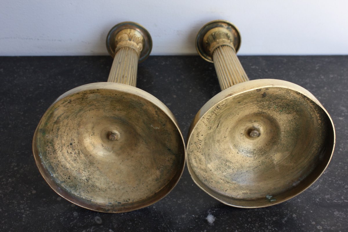 Pair Of Candlesticks In Gilt Bronze XIXth Century-photo-6