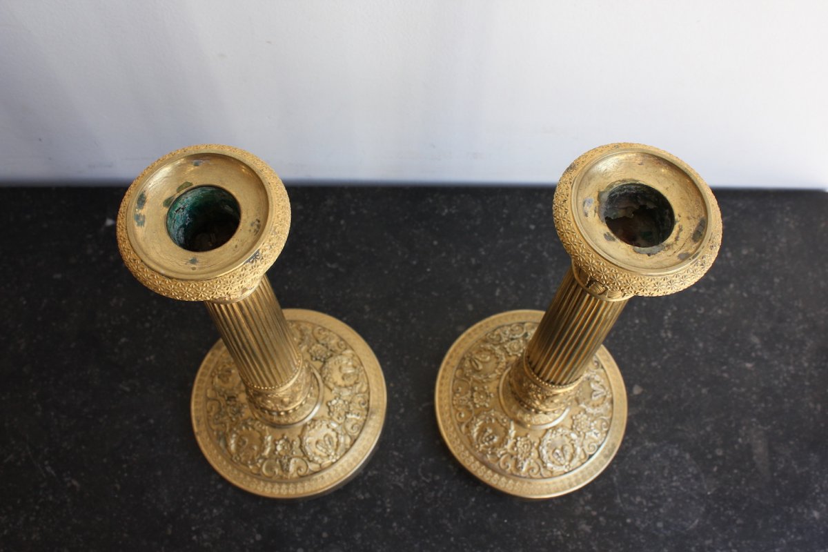 Pair Of Candlesticks In Gilt Bronze XIXth Century-photo-7