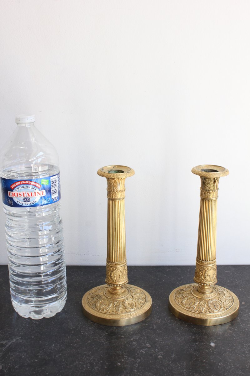 Pair Of Candlesticks In Gilt Bronze XIXth Century-photo-8