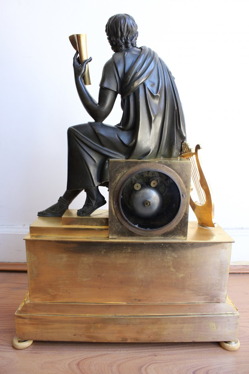 Pendule  Représentant Un Personnage à l'Antique XIXème Siècle-photo-4