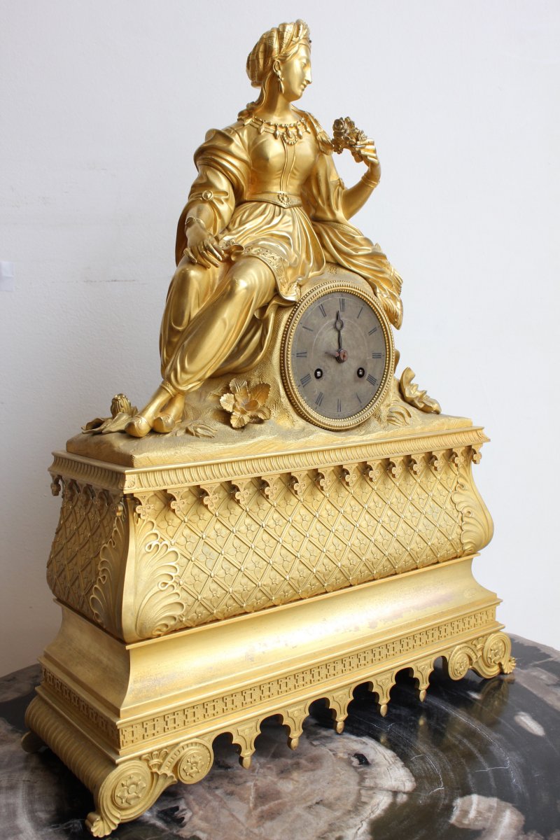 Pendule Ottomane Femme à La Rose XIXème -photo-2
