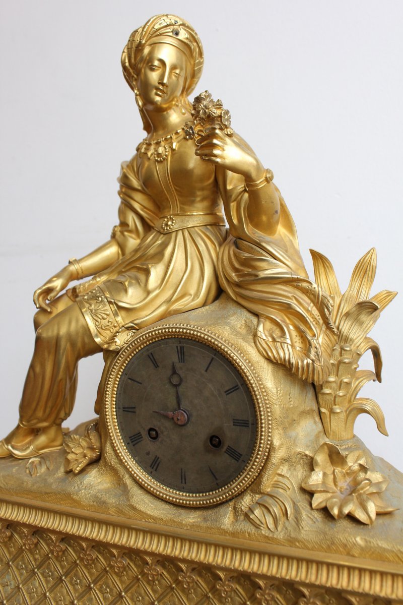 Pendule Ottomane Femme à La Rose XIXème -photo-4