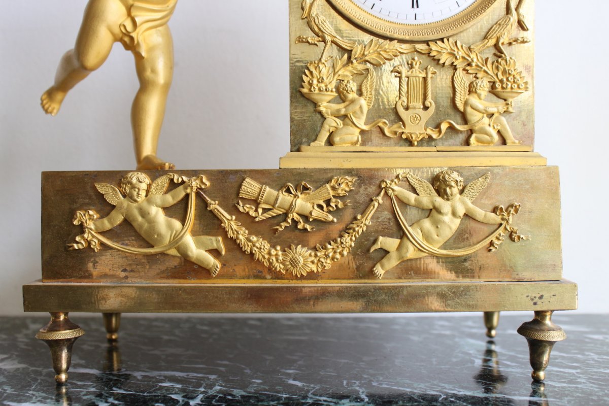 French Empire Cherub Gilt Bronze Clock-photo-6