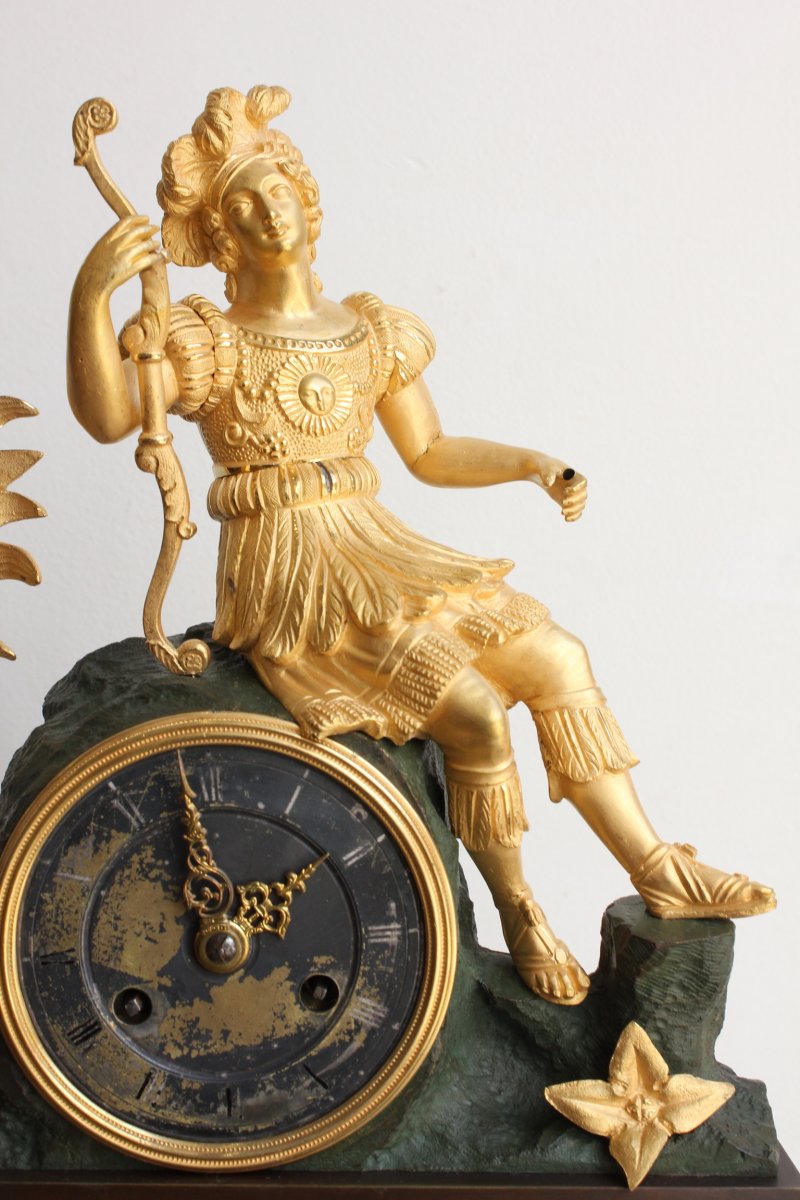 19th Century Restoration Clock With Archer Decor -photo-2