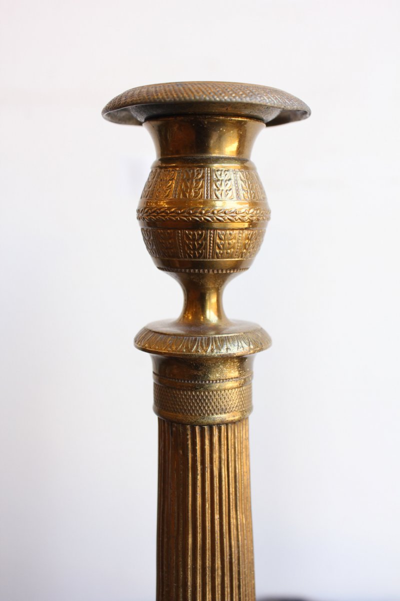 Paire De Candélabres En Bronze Doré Epoque XIXème-photo-3