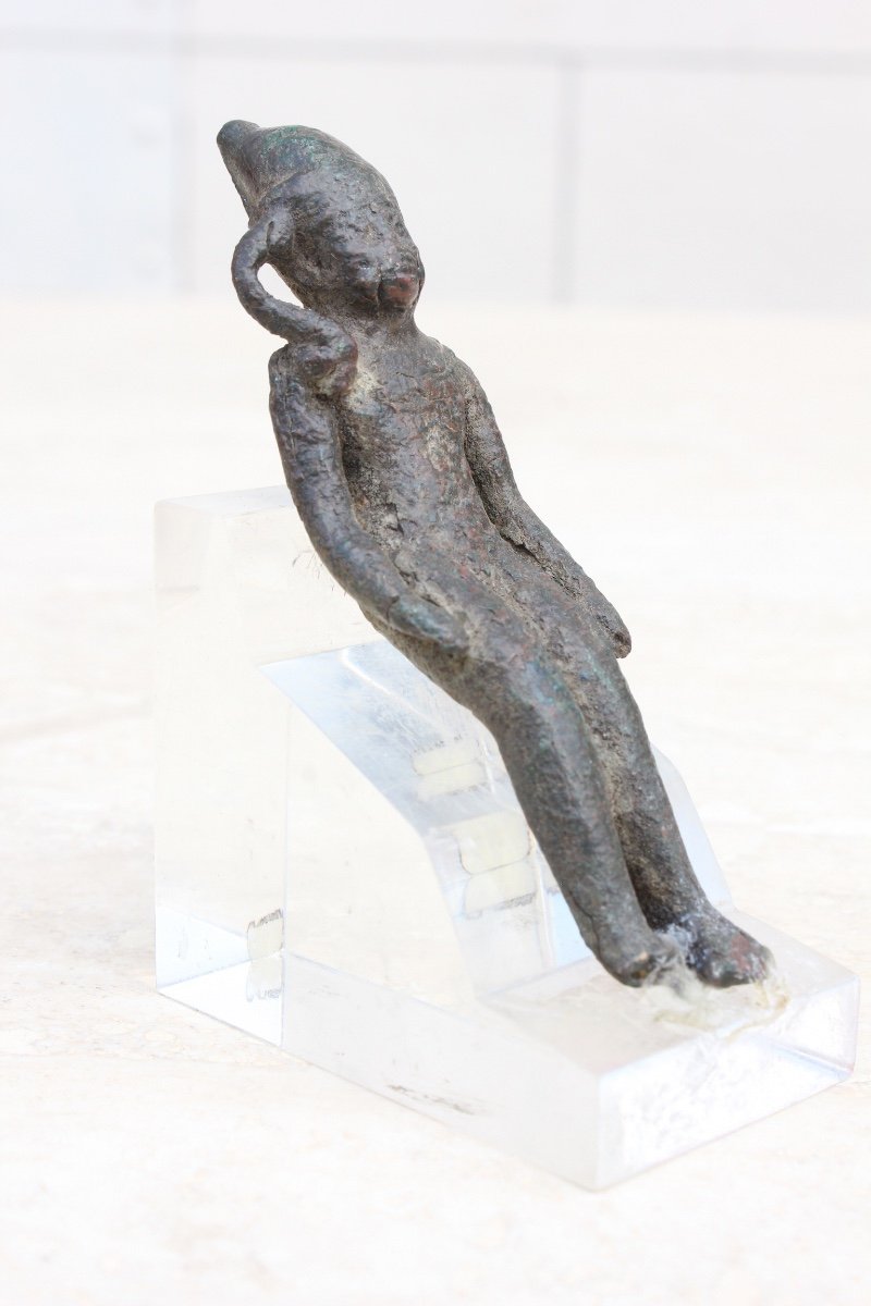 Bronze Harpocrate Sculpture Ancient Period-photo-3