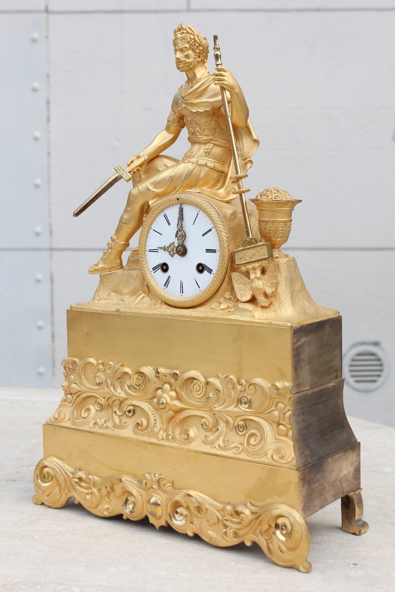 19th Century Caesar Gilt Bronze Clock-photo-3