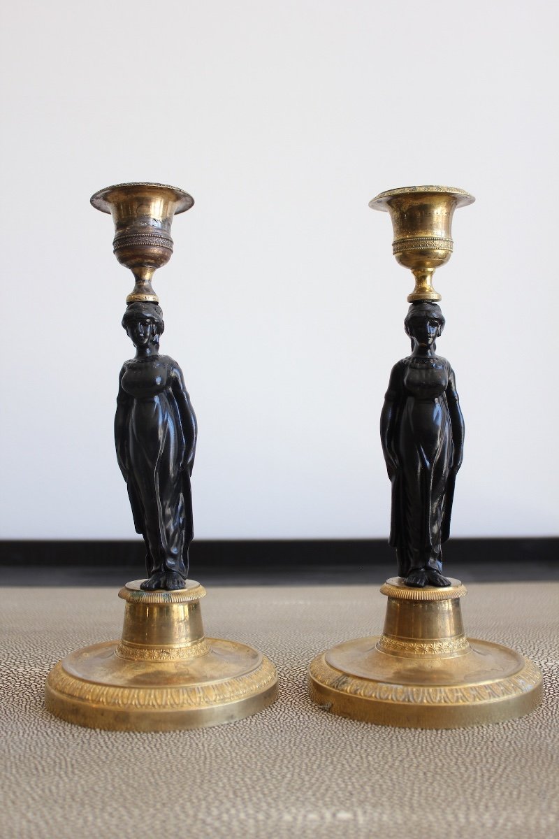 Candélabres XIXème à Décor De Femmes Antiques