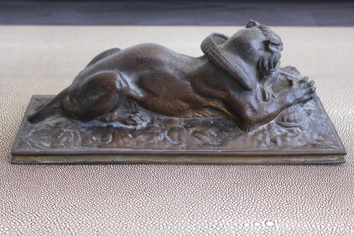 19th C. Tiger And Gavial Bronze Sculpture-photo-1