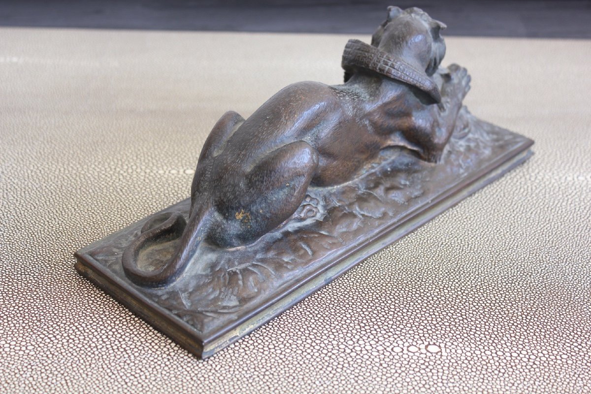 19th C. Tiger And Gavial Bronze Sculpture-photo-2