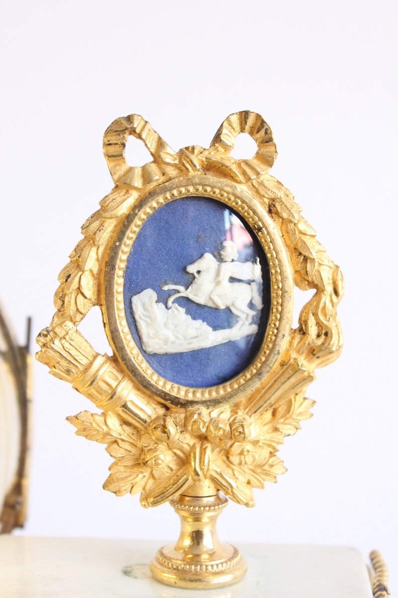 Louis XVI Clock In Marble And Gilt Bronze-photo-5