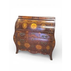 Commode bureau marqueté style Anglais