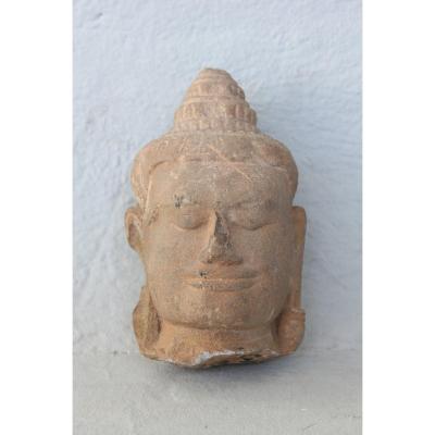 Buddha Head Sculpture In Sandstone  13th Century