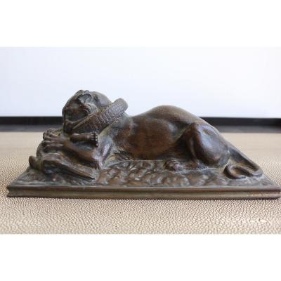 19th C. Tiger And Gavial Bronze Sculpture