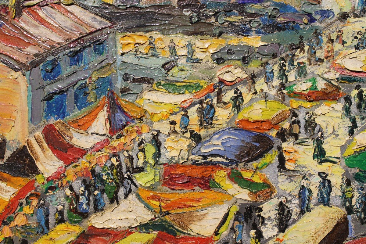 Flea Market Paris, June 1962 - Oil On Panel-photo-2