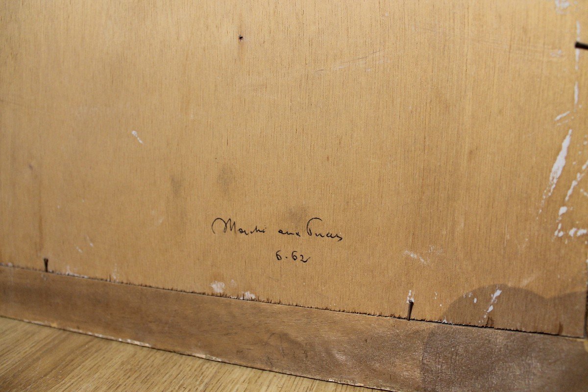 Flea Market Paris, June 1962 - Oil On Panel-photo-1