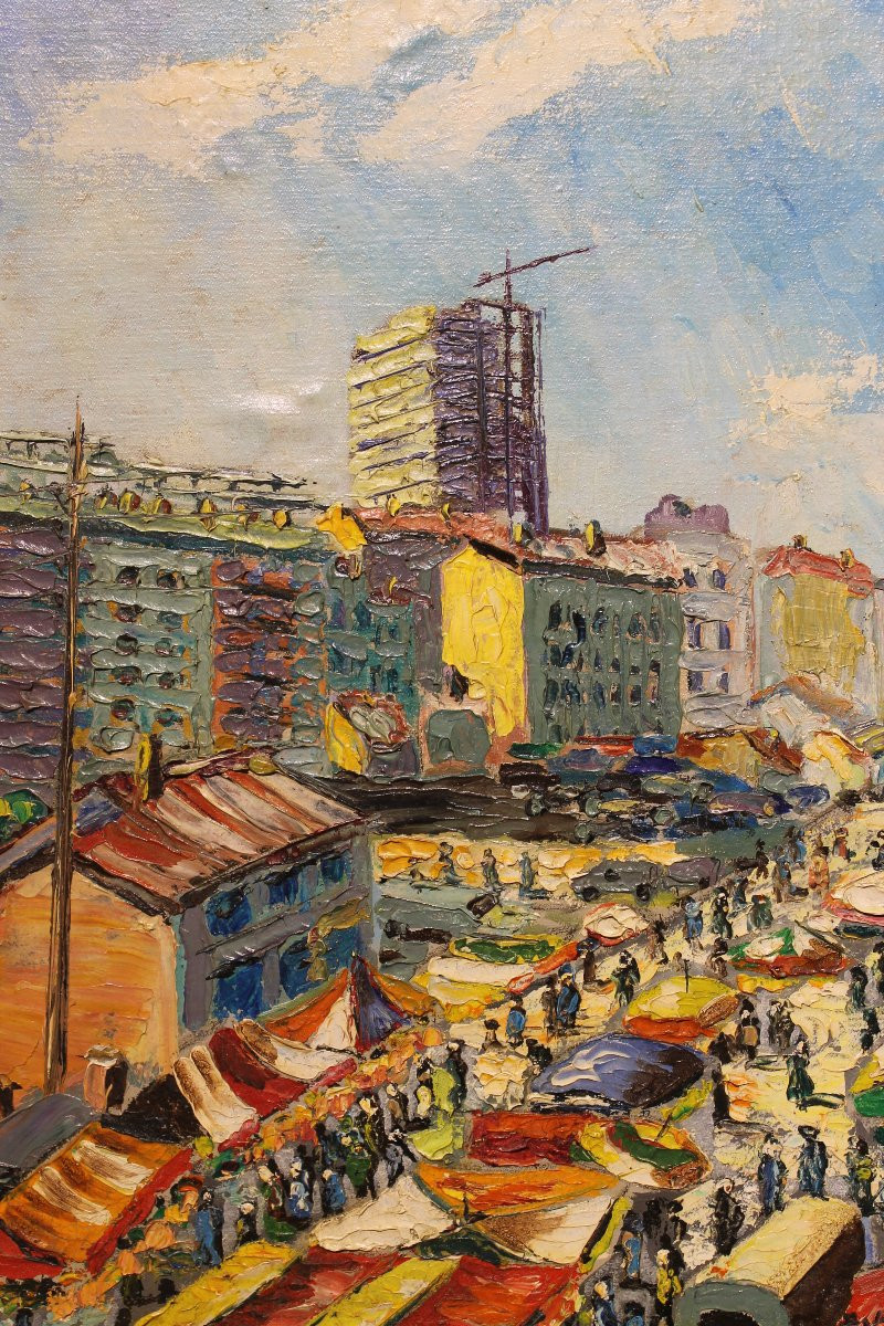 Flea Market Paris, June 1962 - Oil On Panel-photo-5