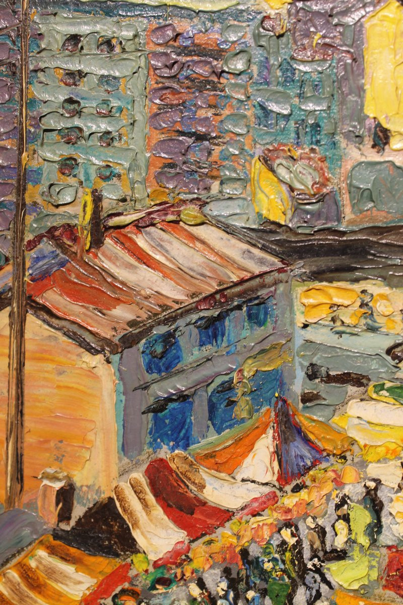 Flea Market Paris, June 1962 - Oil On Panel-photo-7