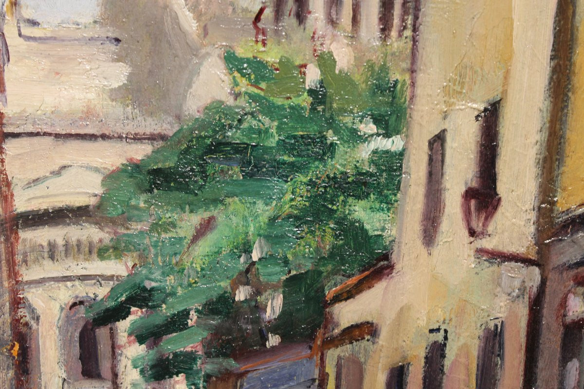Tableau De Montmartre Signé Arnal - Huile Sur Carton-photo-3