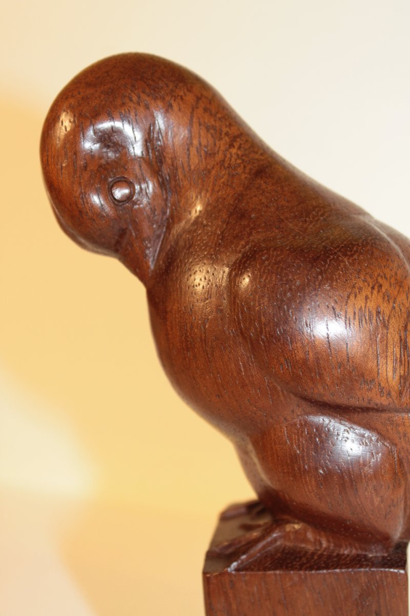 Sculpture animalière en bois signée - époque Art Déco-photo-2