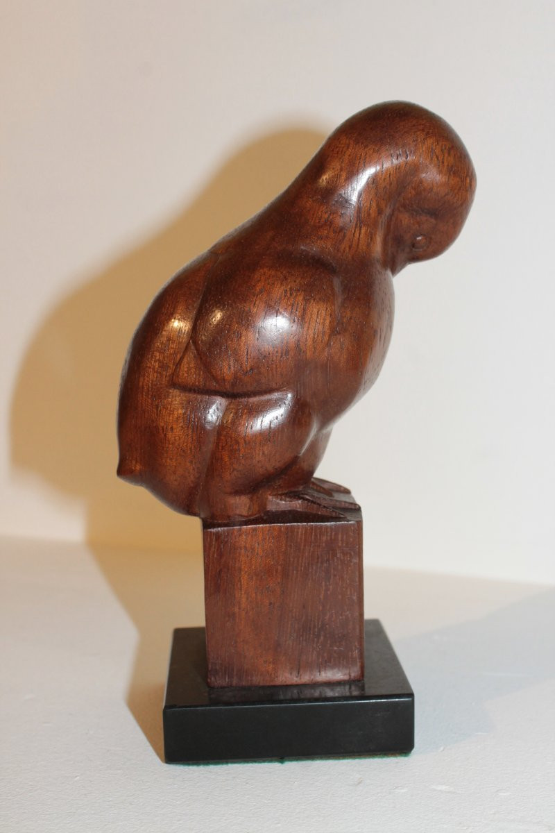 Sculpture animalière en bois signée - époque Art Déco-photo-4