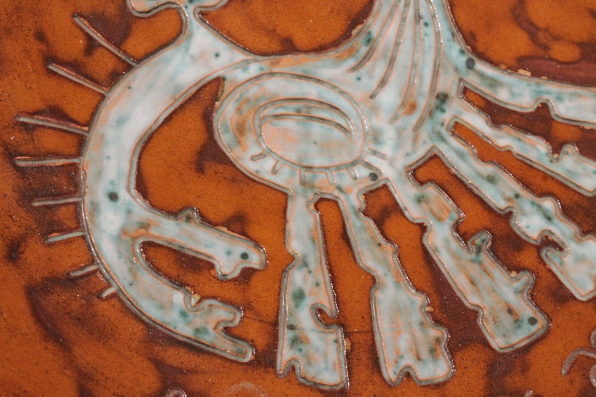 Large Ceramic Dish By Jean Rivier -photo-2