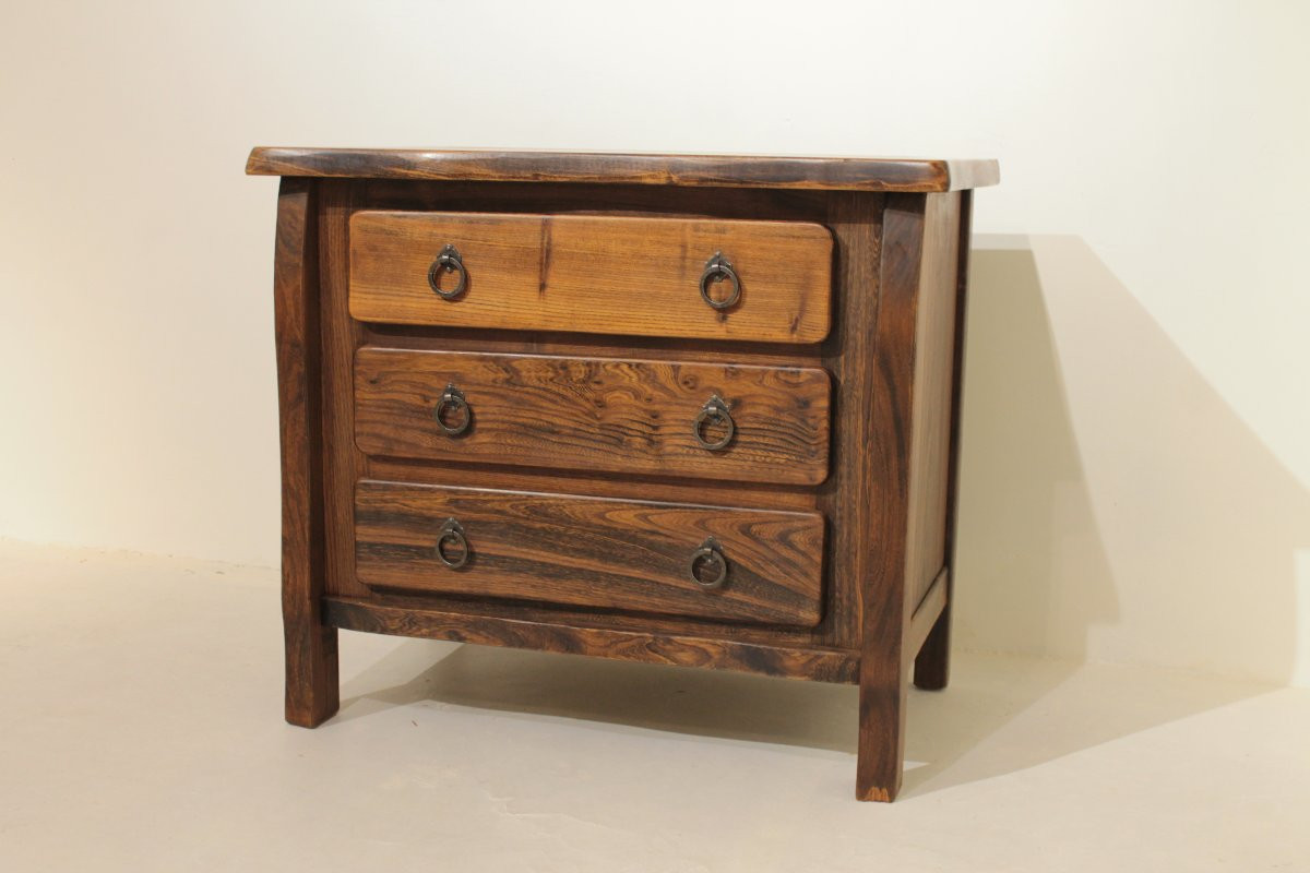 Brutalist Chest Of Drawers In Aranjou Elm - 1960s-photo-2