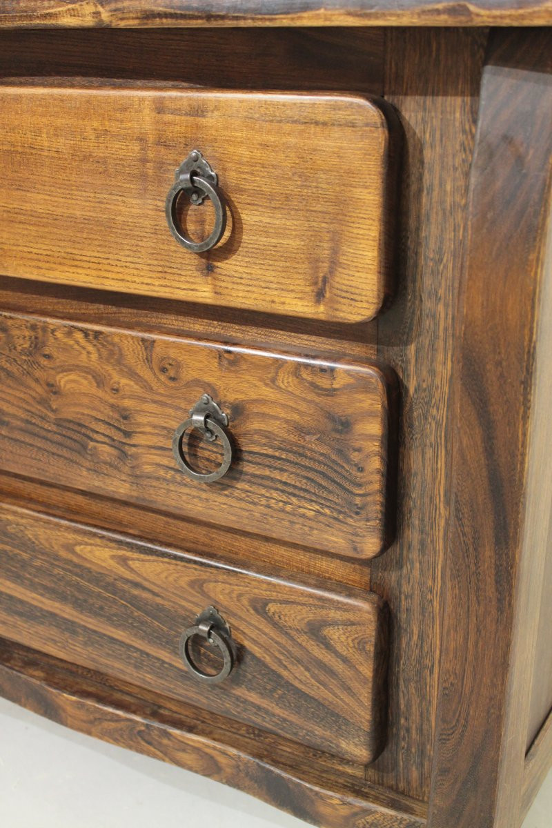 Brutalist Chest Of Drawers In Aranjou Elm - 1960s-photo-4