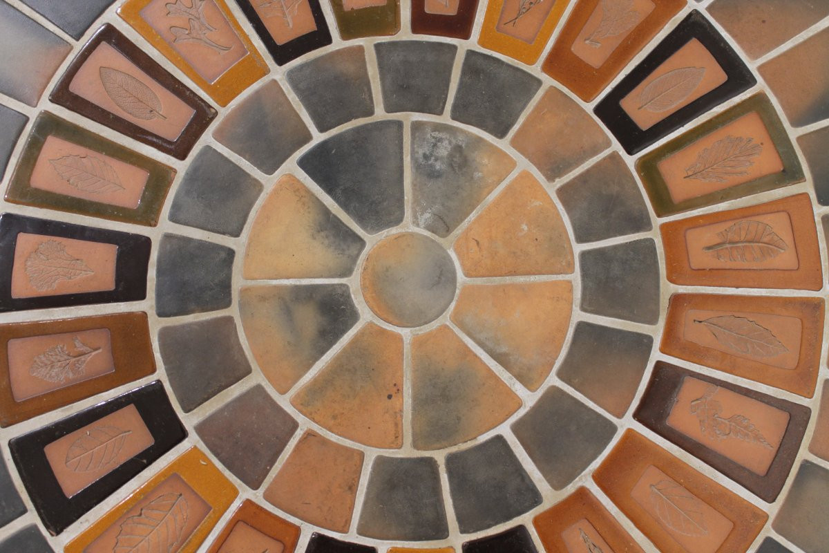 Table basse ronde Roger Capron, Vallauris - céramique et structure en bois -photo-5