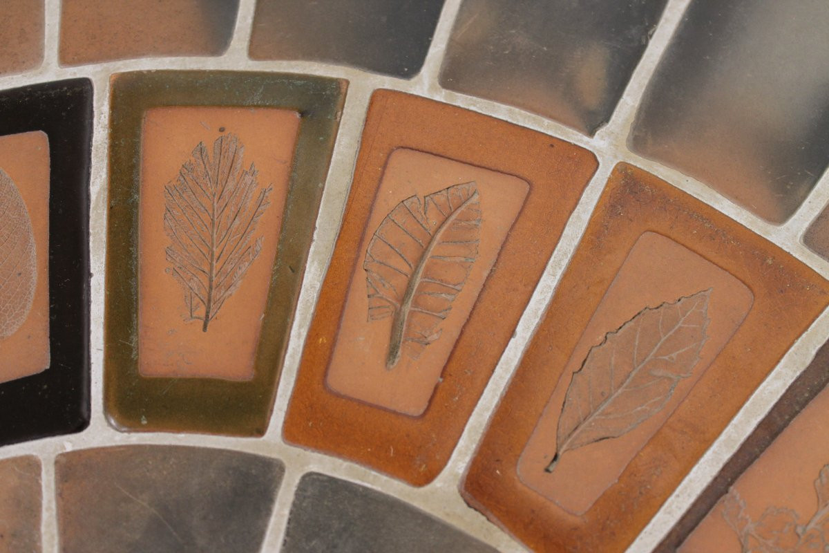 Table basse ronde Roger Capron, Vallauris - céramique et structure en bois -photo-6