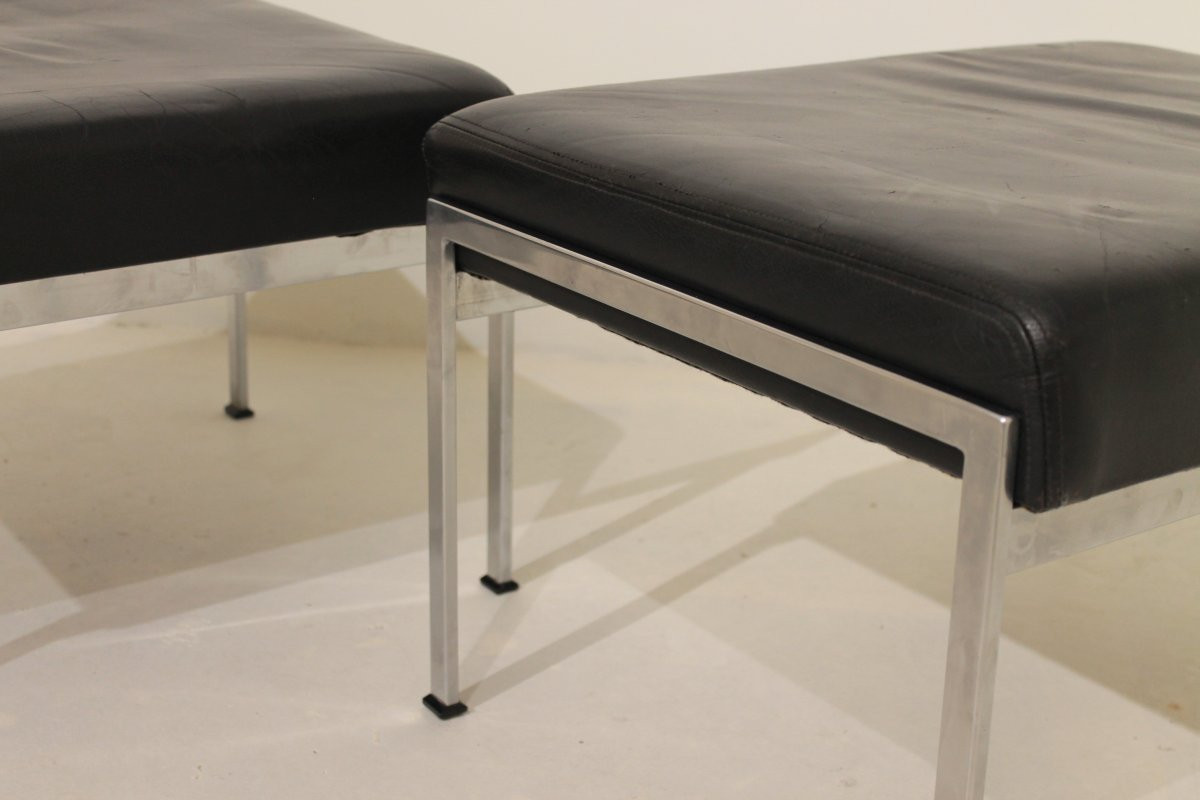 Pair Of Leather And Inox Footrests - Rob Parry-photo-2