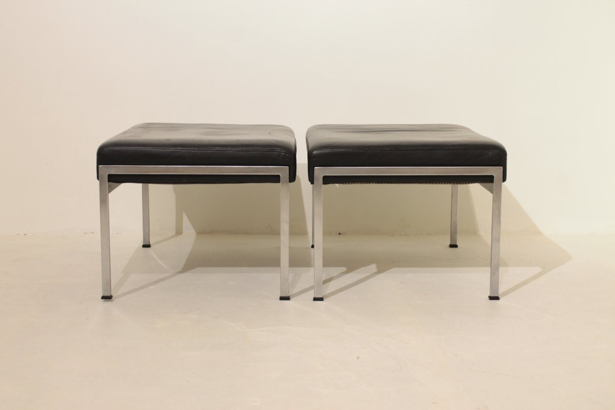 Pair Of Leather And Inox Footrests - Rob Parry-photo-3