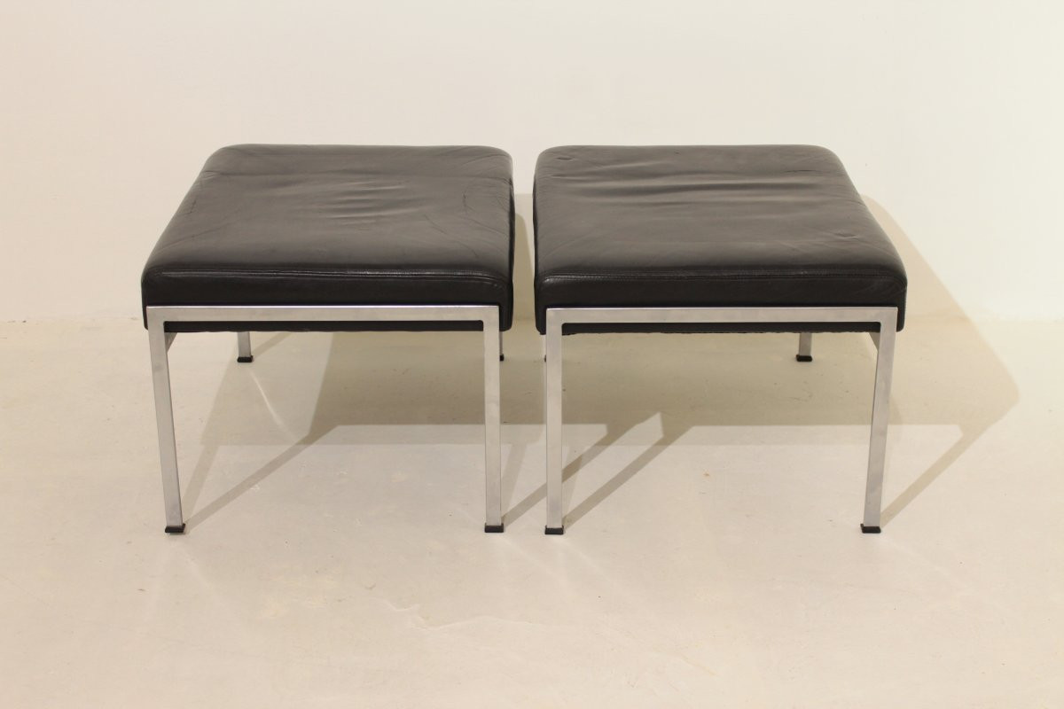 Pair Of Leather And Inox Footrests - Rob Parry-photo-4