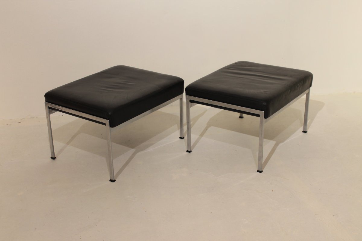 Pair Of Leather And Inox Footrests - Rob Parry-photo-1