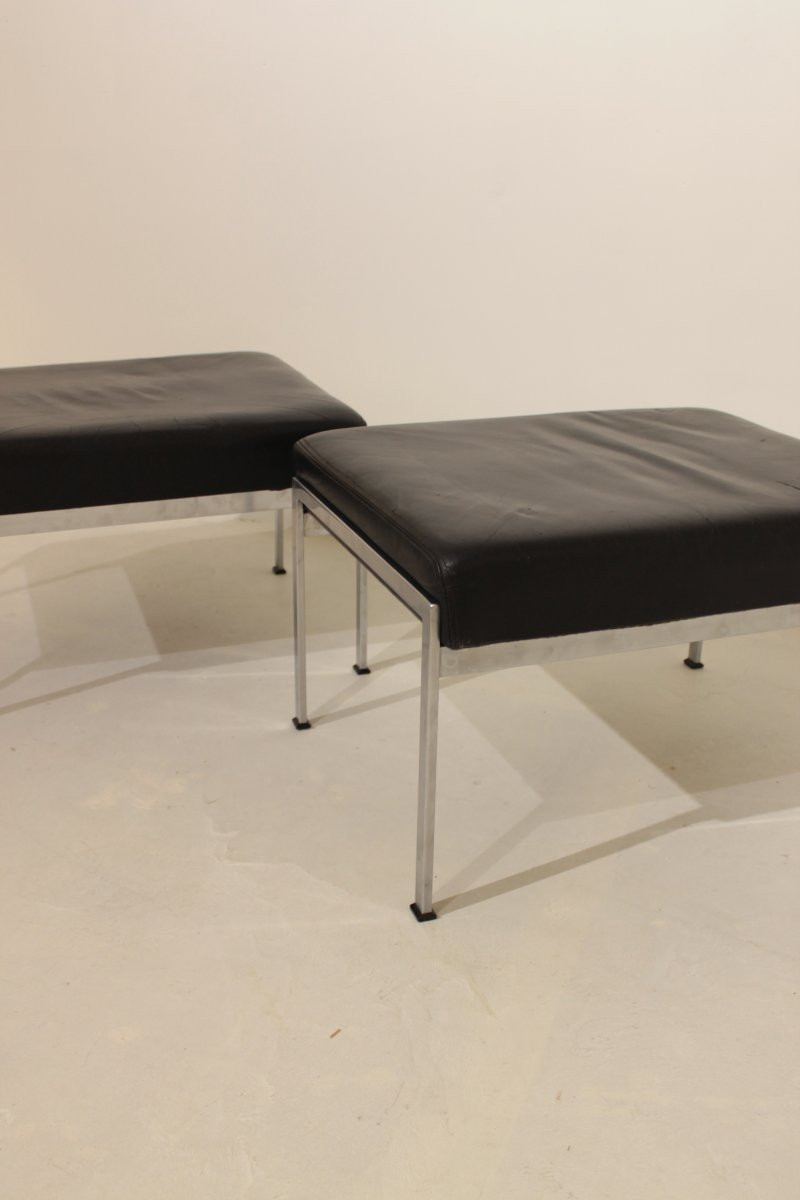 Pair Of Leather And Inox Footrests - Rob Parry-photo-2