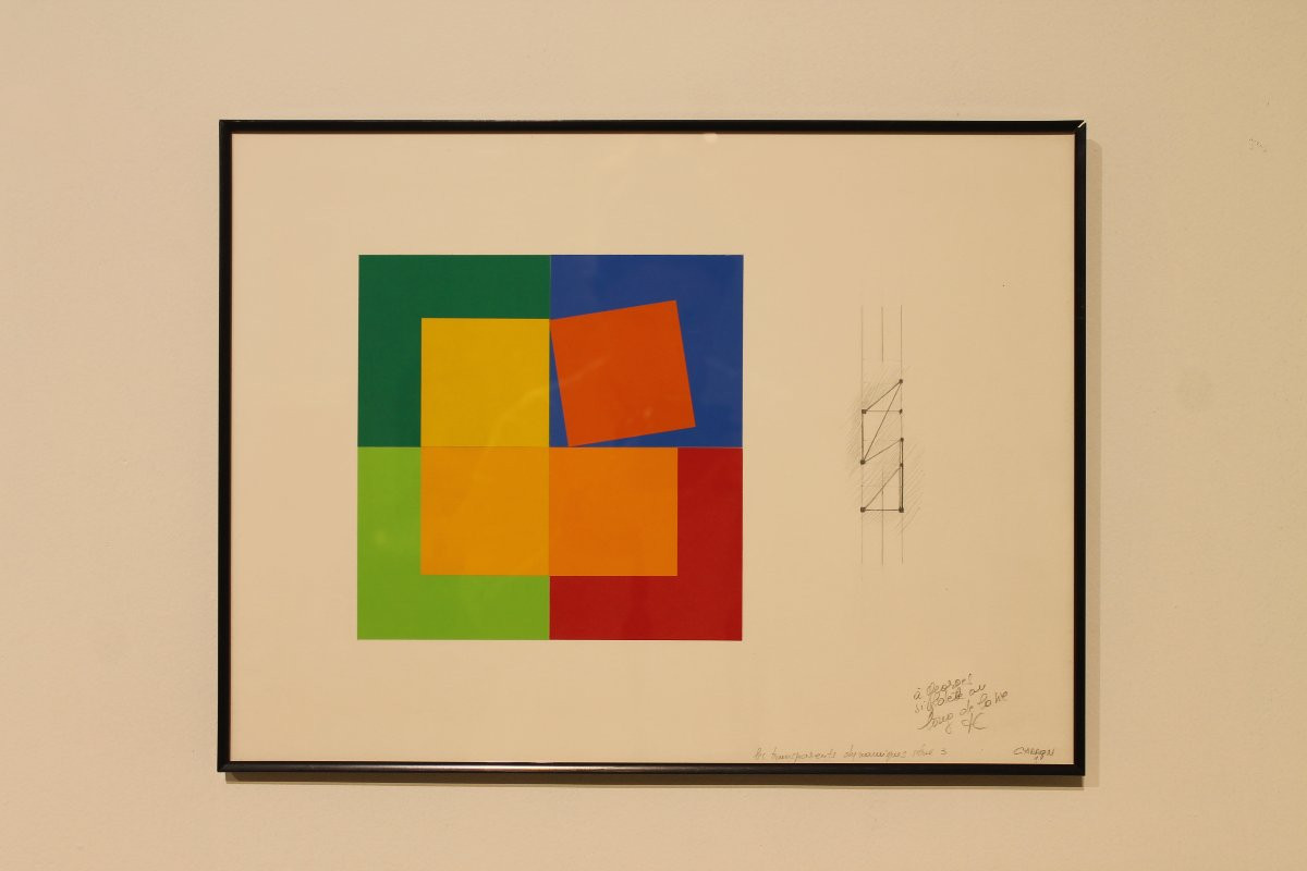 Collage abstrait "les transparents dynamiques série 3 " de Jacqueline Carron, 1996-photo-1