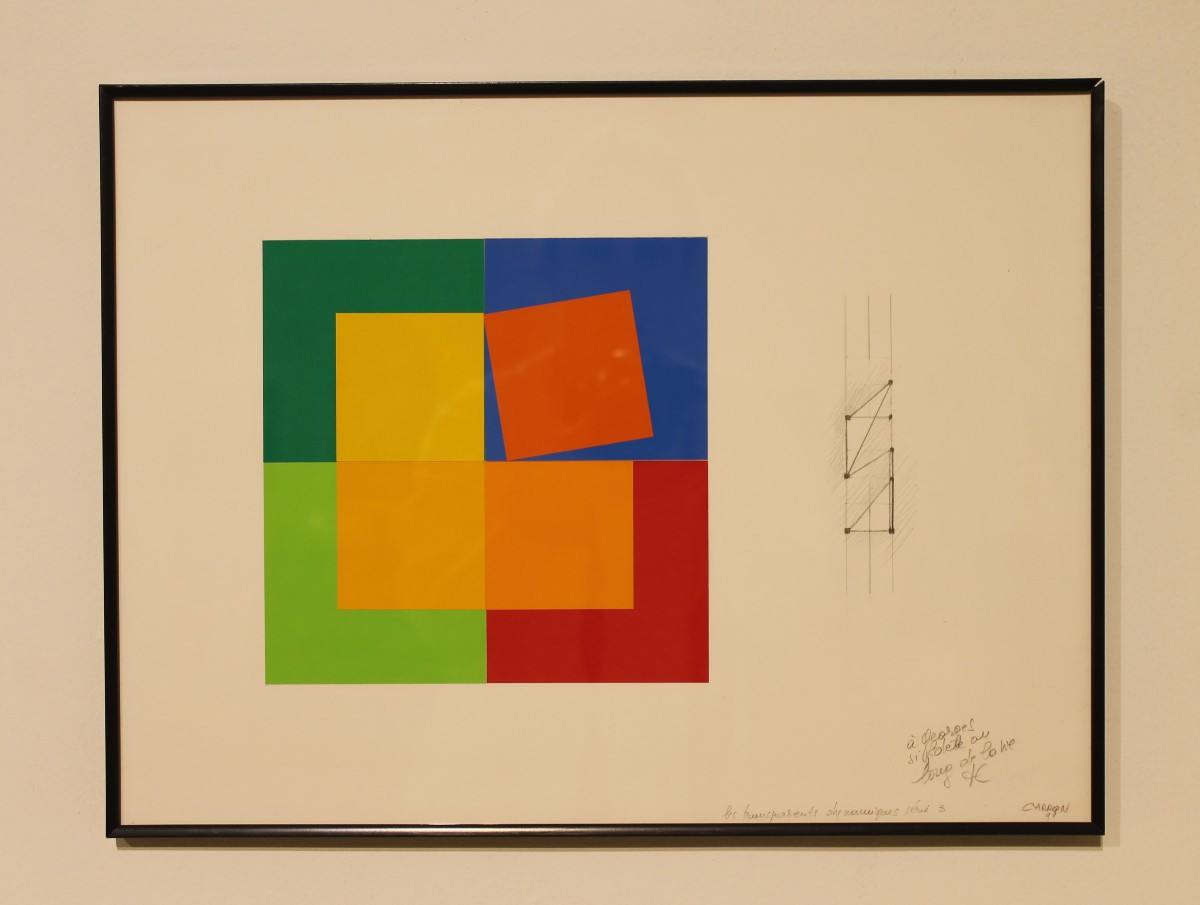 Collage abstrait "les transparents dynamiques série 3 " de Jacqueline Carron, 1996