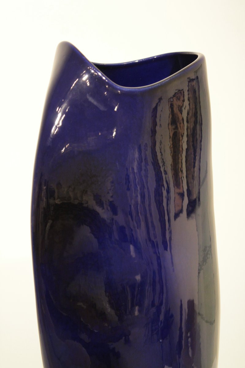 Important vase bleu en céramique émaillée signé de Max Idlas -photo-5