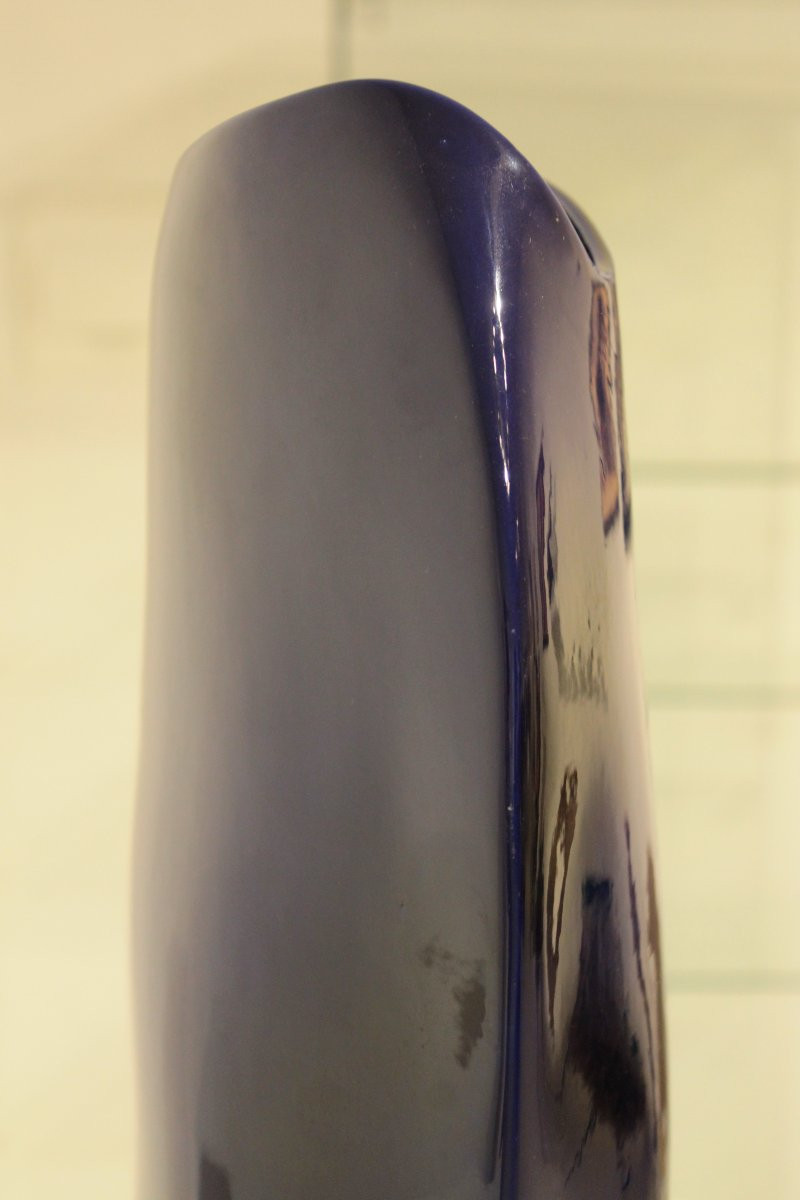 Important vase bleu en céramique émaillée signé de Max Idlas -photo-6