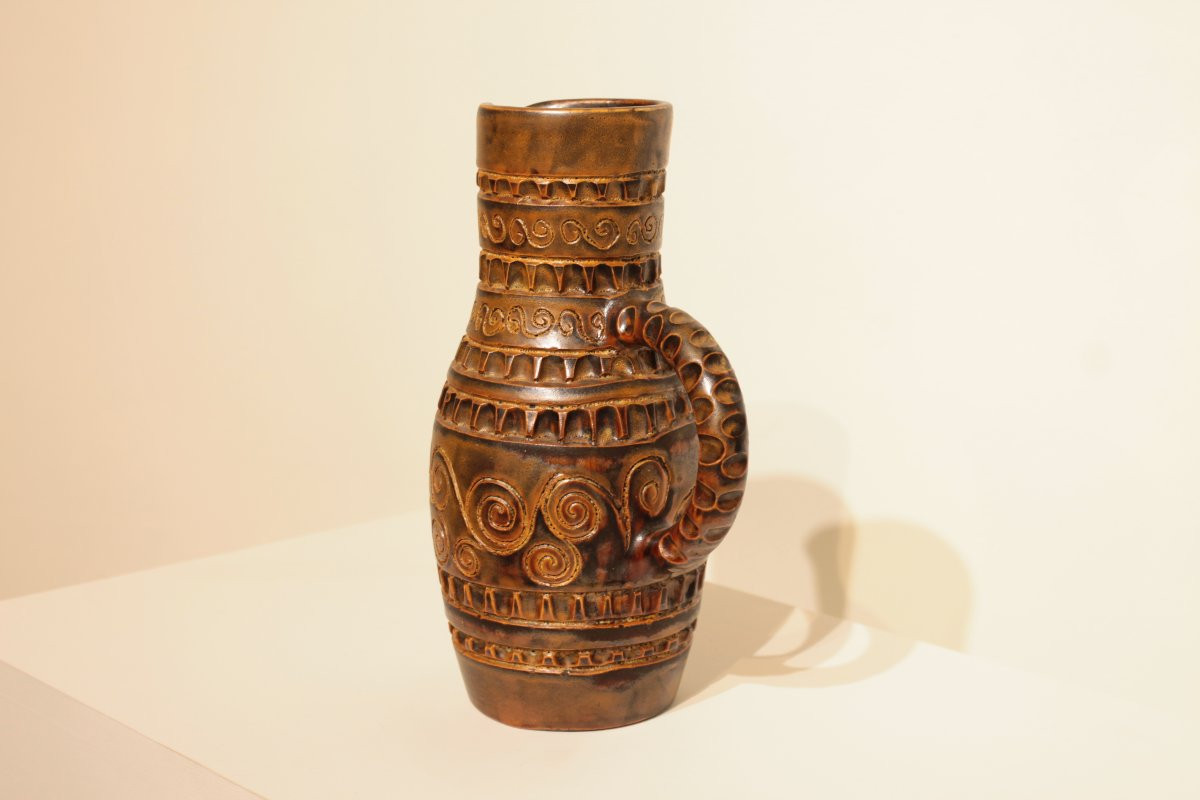 Large Ceramic Pitcher By Huguette Bessone-photo-3