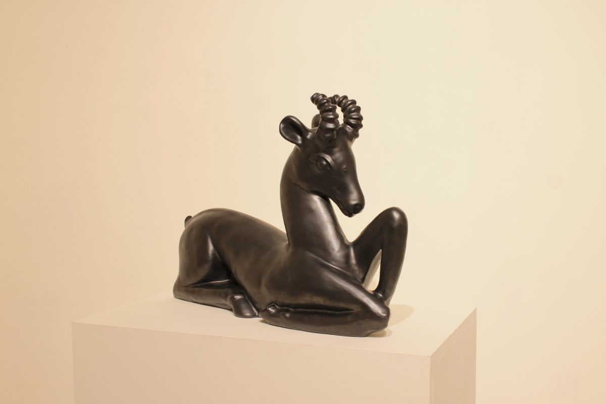 Important bouquetin en céramique signé FPP Vallauris -photo-2