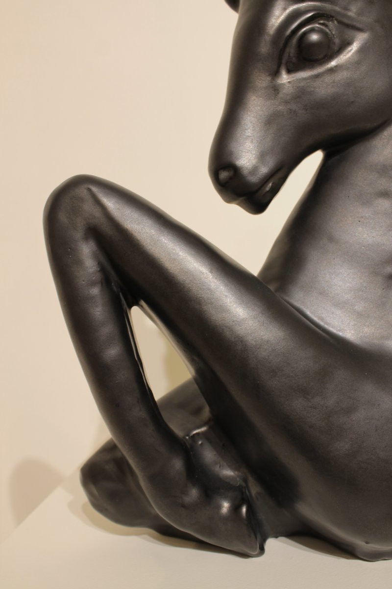 Important bouquetin en céramique signé FPP Vallauris -photo-3